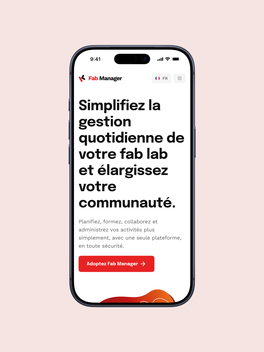 Écran de présentation de l’interface Fab Manager