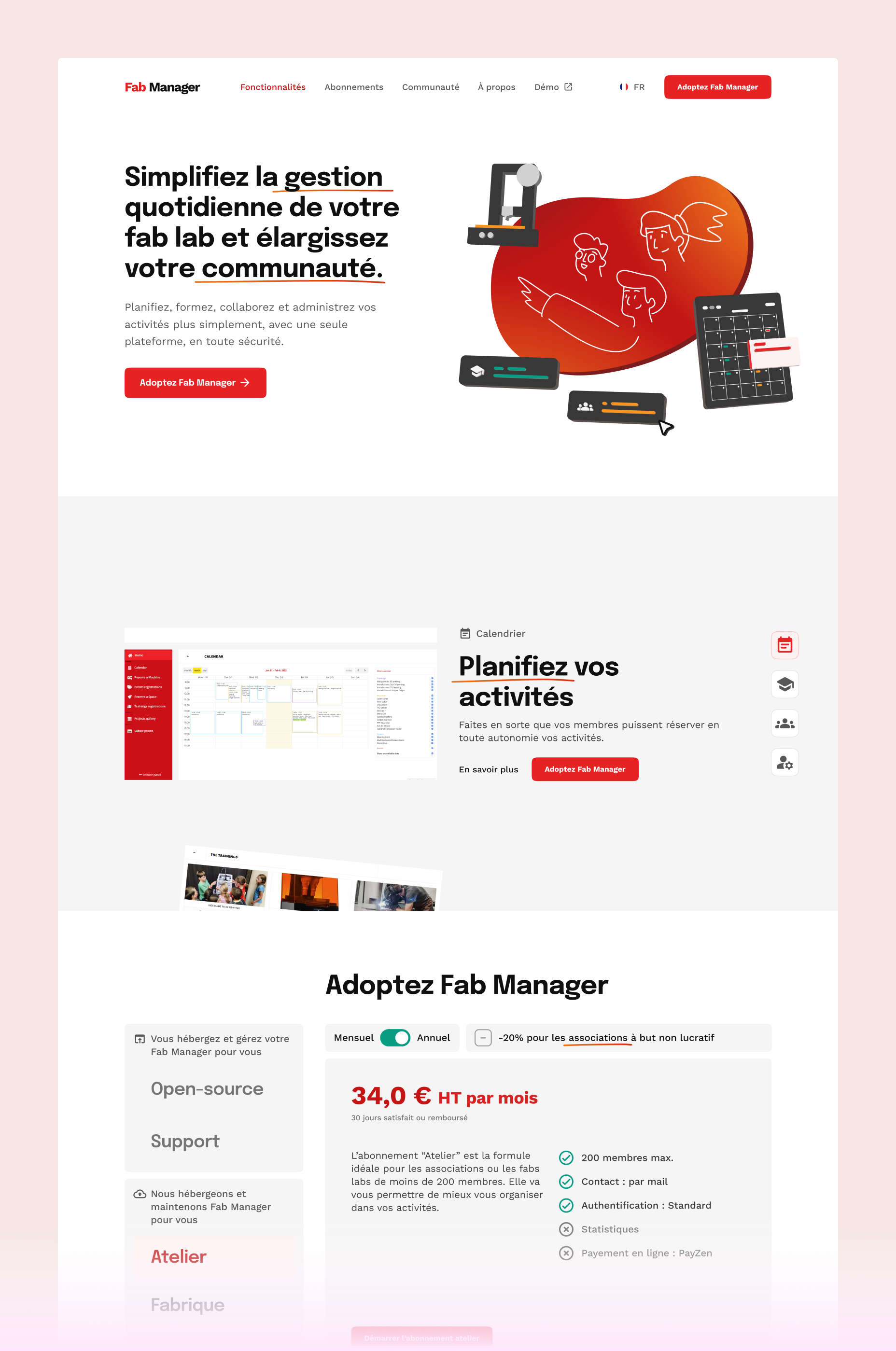 Écran complémentaire de l’interface Fab Manager