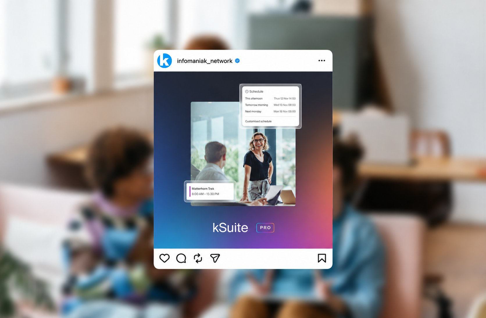 Mise en scène d’une publication kSuite avec une proposition de planification